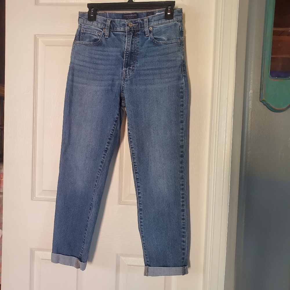 Lucky Brand High-rise Mom Jeans Drew Denim Blue Cuffed Size 2/26